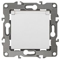 Розетка с заземлением без рамки Эра S12 1-м крышка шторки 16А белый картинка